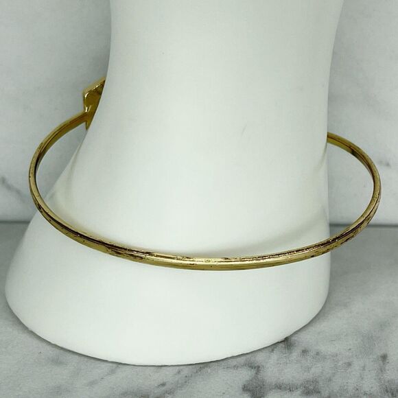 Gold Tone Black and White Geometric Cuff Bangle Bracelet - Picture 6 of 8